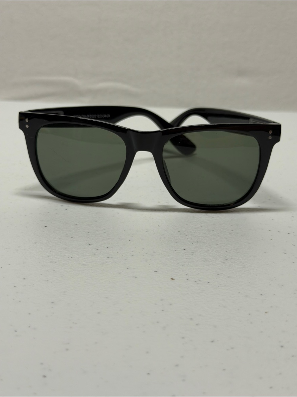 Classic Black Wayfarer Sunglasses with Dark Green Lenses